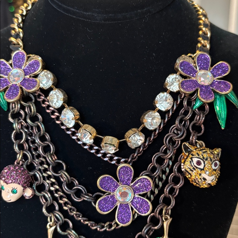 Betsey Johnson Purple Floral and Animal Charm Necklace - Picture 11 of 11